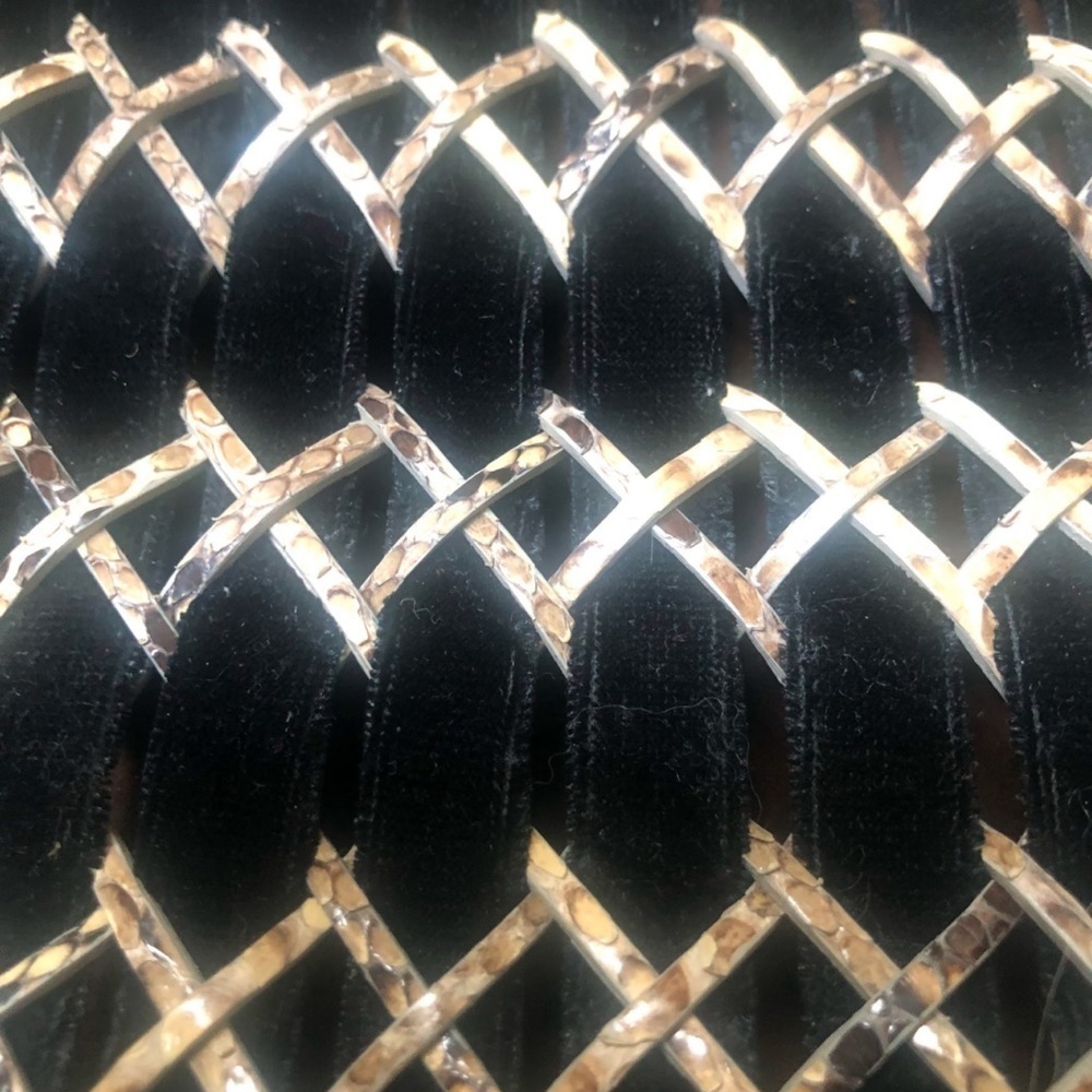 LUXURY PYTHON SNAKESKIN NANCY GONZALES BASKETWEAVE VELVET CLASSIC PURSE TOTE BAG - Picture 7 of 14